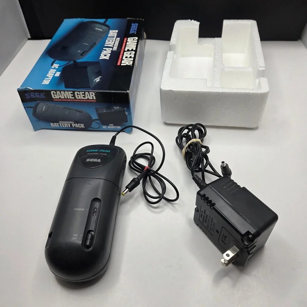 Sega Game Gear Rechargeable Battery Pack AC Adaptor Vintage Boxed OEM Black